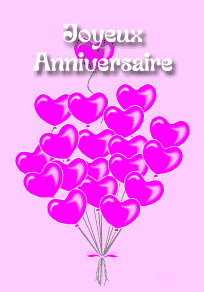 Gif animé joyeux anniversaire ballons en coeurs